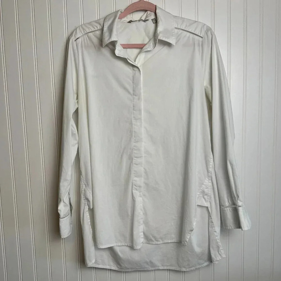 Athleta white long sleeve button down size medium B37 - Picture 1 of 7